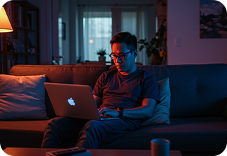 Guy working on laptop
