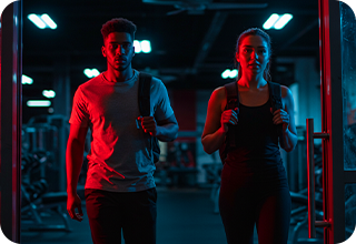 girl and boy in fitness room