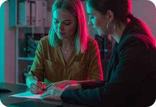 girls writing something on paper