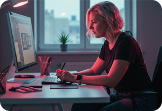 Girl working on design