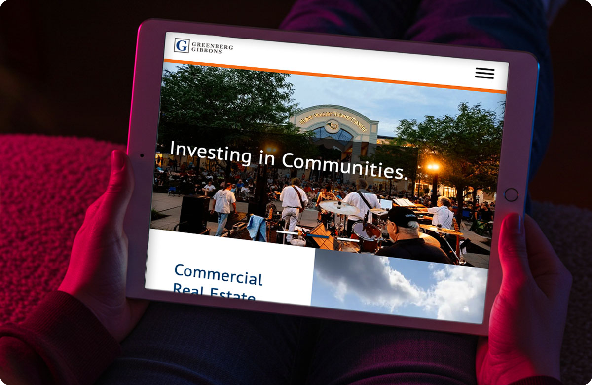 Greenberg Gibbon's homepage on a tablet