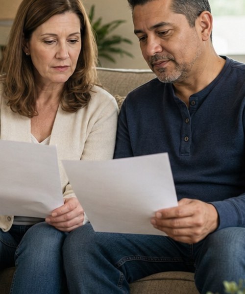 Homeowners comparing cash offers on their house