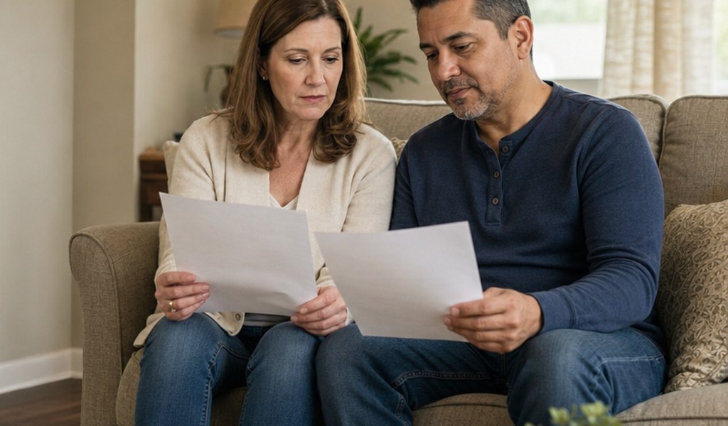 Homeowners comparing cash offers on their house