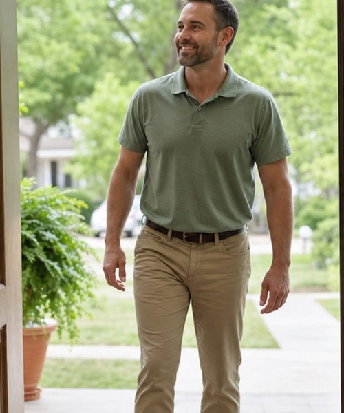 SellMyHouse.co cash home buyer arriving at a homeowner's front door
